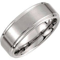 Tungsten 8 mm Rounded Edge Band with Satin Finish Size 14