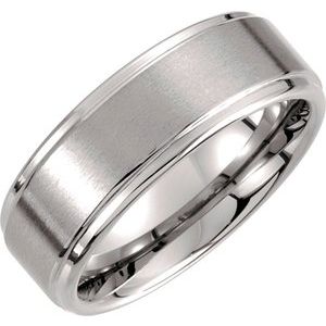 Tungsten 8 mm Rounded Edge Band with Satin Finish Size 14