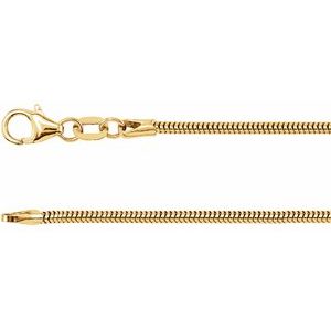 14K Yellow Gold 1.5 mm Round Snake 20" Chain