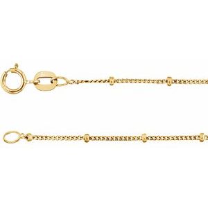 14K Yellow Gold 1 mm Beaded Curb 20" Chain