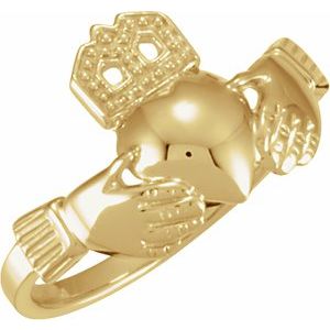 14K Yellow Gold 14x12 mm Claddagh Band