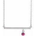 14K White Gold Natural Pink Tourmaline Bezel-Set 18" Necklace