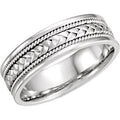 14K White Gold 6.75 mm Rope Hand-Woven Comfort-Fit Flat Band  Size 11.5
