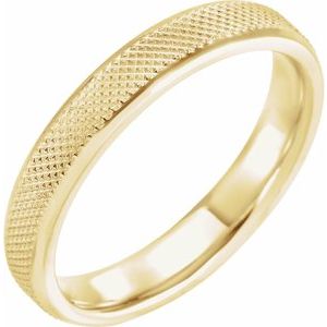 14K Yellow Gold 4 mm  Knurled Beveled-Edge Band Size 10