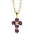 14K Yellow Gold Natural Alexandrite Cross 16-18" Necklace