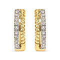 10K Yellow Gold 1/10 Cttw Diamond and Rope Twist Huggy Hoop Earrings (H-I Color, I1-I2 Clarity)
