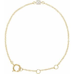 14K Yellow Gold Imitation Pearl Youth Birthstone 4 1/2-5 1/2" Bracelet
