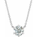 14K White Gold 1/4 CT Natural Diamond Solitaire 16" Necklace