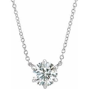 14K White Gold 1/4 CT Natural Diamond Solitaire 16" Necklace