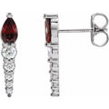 14K White Gold Natural Mozambique Garnet & 1/4 CTW Natural Diamond Earrings
