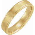 14K Yellow Gold 5 mm Grooved Comfort-Fit Flat Band Size 9.5