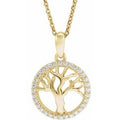 14K Yellow Gold 1/5 CTW Natural Diamond Tree of Life 16-18" Necklace