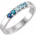 14K White Gold Natural Blue Multi-Gemstone Midi Ring