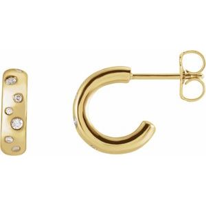 14K Yellow Gold 1/10 CTW Natural Diamond Hoop Earrings