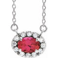Sterling Silver 5x3 mm Lab-Grown Ruby & .05 CTW Natural Diamond 18" Necklace