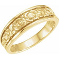 14K Yellow Gold 6 mm Floral Band
