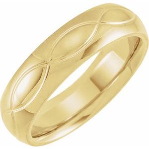 14K Yellow Gold 6 mm Infinity-Inspired Comfort-Fit Half Round Band Size 10