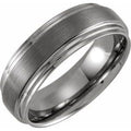 Tungsten 8 mm Double Stepped-Edge Inlay Comfort-Fit Band Size 14