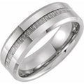 Tungsten 8 mm Beveled-Edge Imitation Meteorite Inlay Comfort-Fit Band Size 13