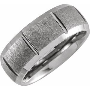Tungsten 8 mm Beveled-Edge Grooved Comfort-Fit Band
 Size 12