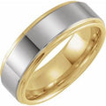 18K Yellow Gold PVD Tungsten 8 mm Stepped-Edge Comfort-Fit Flat Band Size 13