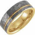 18K Yellow Gold PVD Tungsten 8 mm Grooved Comfort-Fit Flat Band Size 13