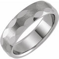 Tungsten 6 mm Geometric Faceted Comfort-Fit Half Round Band Size 13