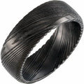 Black Damascus Steel 8 mm Beveled-Edge Comfort-Fit Flat Band Size 13