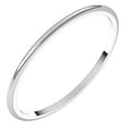 14K White Gold 1 mm Lightweight Half Round Band Size 9.5