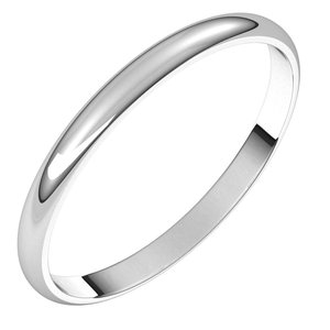 14K White Gold 2 mm Ultra-Lightweight Half Round Band Size 7