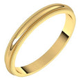 14K Yellow Gold 2.5 mm Milgrain Half Round Band Size 5