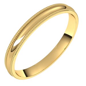 10K Yellow Gold 2.5 mm Milgrain Comfort-Fit Half Round Band Size 4.5