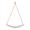 14K Rose Gold Plated .925 Sterling Silver Cttw Diamond Accent Layered Infinity Link and Heart Adjustable 4”-10” Adjustable