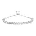 .925 Sterling Silver 1/4 Cttw Miracle-Set Diamond 4”-10” Adjustable Bolo Tennis Bracelet (I-J Color, I3 Clarity)