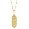 14K Yellow Gold .05 CT Natural Diamond Initial D 16-18" Necklace
