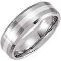 Cobalt & Silver Inlay 7 mm Beveled-Edge Comfort-Fit Band Size 11