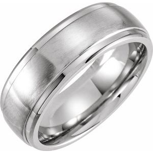 Cobalt 8 mm Stepped-Edge Comfort-Fit Flat Band Size 14