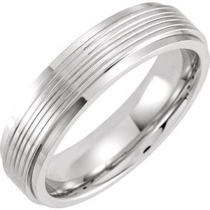 Cobalt 6 mm Stepped-Edge Grooved Flat Band Size 13