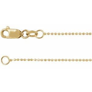 14K Yellow Gold 1 mm Diamond-Cut Bead 20" Chain