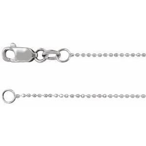 14K White Gold 1 mm Diamond-Cut Bead 20" Chain
