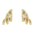 10K Yellow Gold 1.0 Cttw Round Brilliant Cut Diamond Spiral Multi Row Channel Set Open Hoop Pushback Stud Earrings (H-I