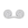 AGS Certified 14K White Gold 1.0 Cttw Brilliant-Cut Diamond Halo-Style Cluster Round Button Stud Earrings (G-H Color, I1-I2