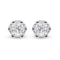 14K White Gold 2.0 Cttw Round Cut Prong-Set Diamond Crown Stud Earring (I-J Color, I1-I2 Clarity)
