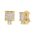 14K Yellow Gold 7/8 Cttw Princess and Baguette-Cut Diamond Square Framed Huggie Hoop Omega Earrings (H-I Color, SI1-SI2