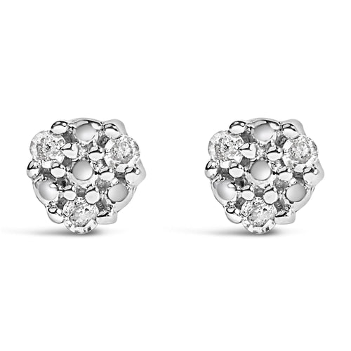 .925 Sterling Silver 1/10 cttw Prong Set Round-Cut Trio Diamond Stud Earrings (I-J Color, I3 Clarity)