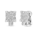 14K White Gold 1.0 Cttw Princess and Baguette-Cut Diamond Square Framed Huggie Hoop Omega Earrings (H-I Color, SI1-SI2