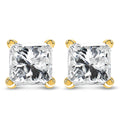 14K Yellow Gold 1/2 Cttw Princess Cut Diamond Solitaire Stud Earrings with Screwbacks (I-J Color, SI2-I1 Clarity)