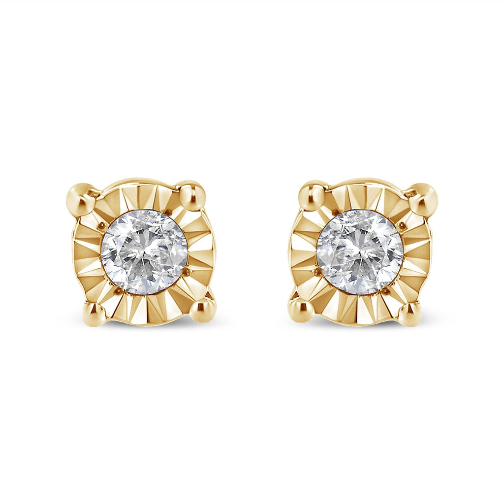 .925 Sterling Silver 1/10 Cttw Round Brilliant-Cut Diamond Miracle-Set Stud Earrings