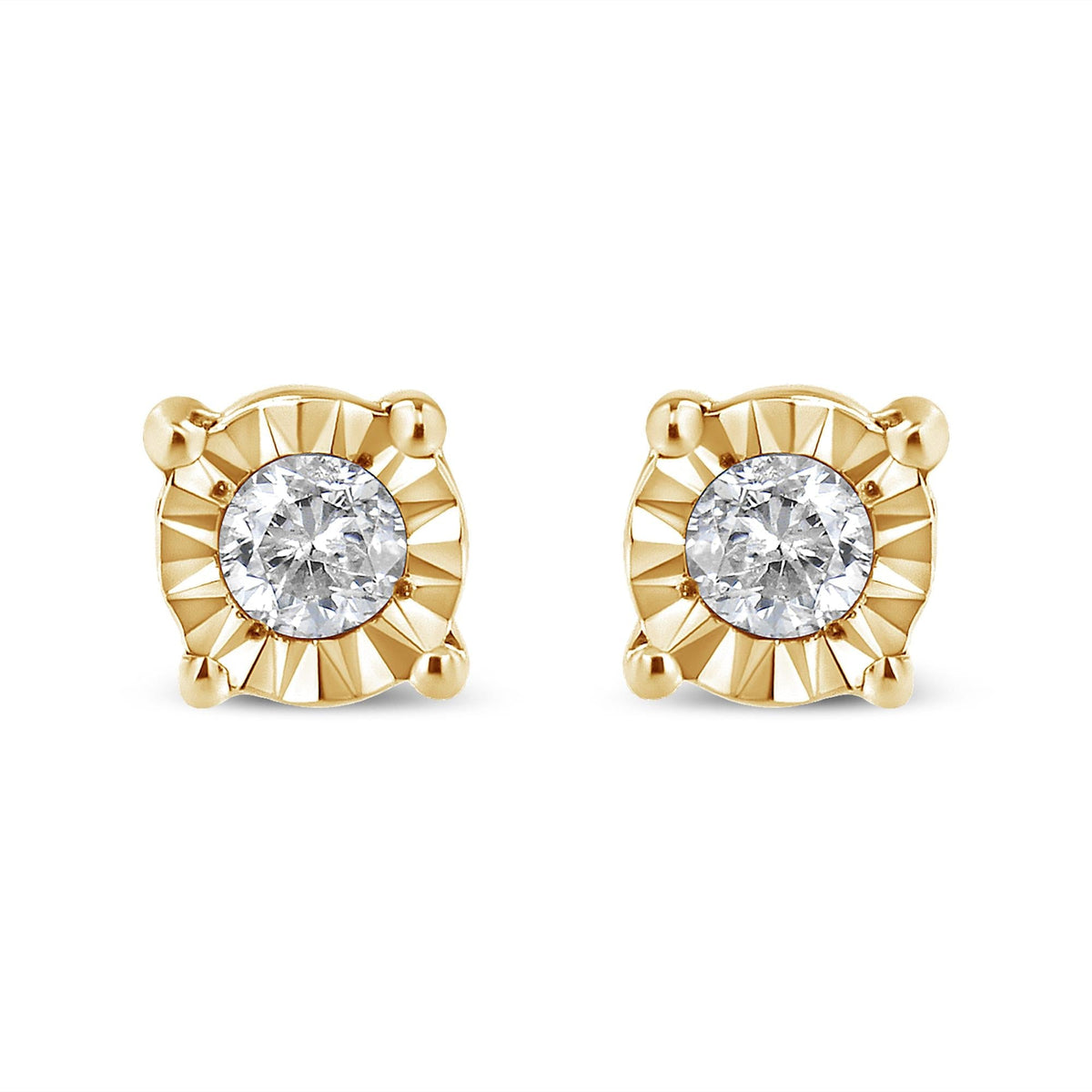 .925 Sterling Silver 1/10 Cttw Round Brilliant-Cut Diamond Miracle-Set Stud Earrings
