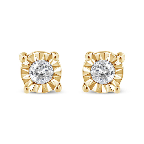 .925 Sterling Silver 1/10 Cttw Round Brilliant-Cut Diamond Miracle-Set Stud Earrings
